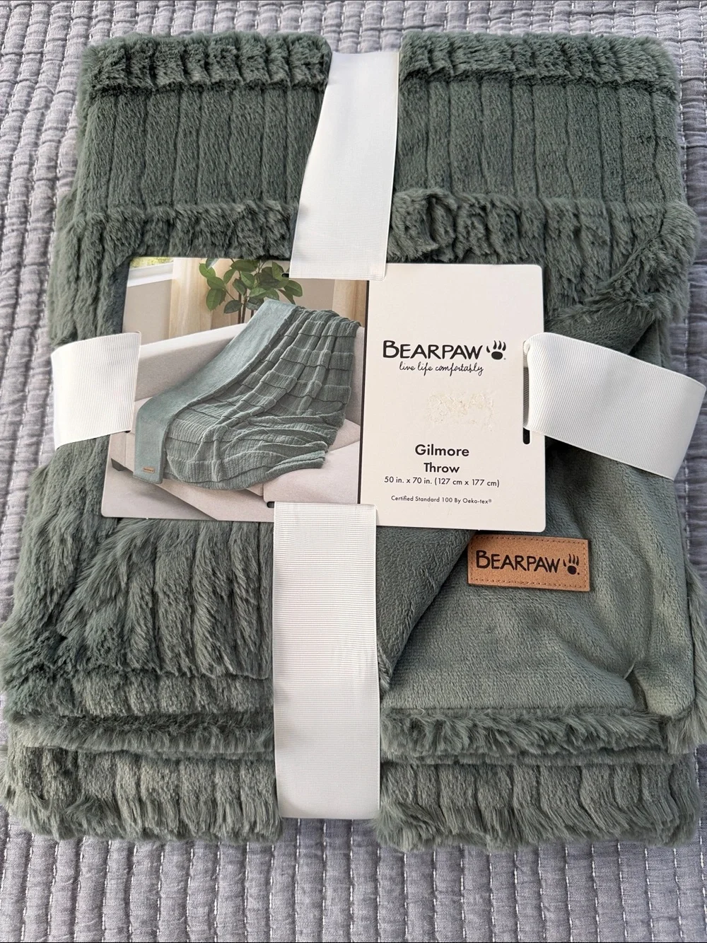 BearPaw Gilmore Plush Throw Blanket in Sage